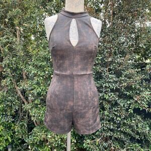 Vintage Y2K Coco Avante Stretchy Brown Short Jumper USA Made Small Romper